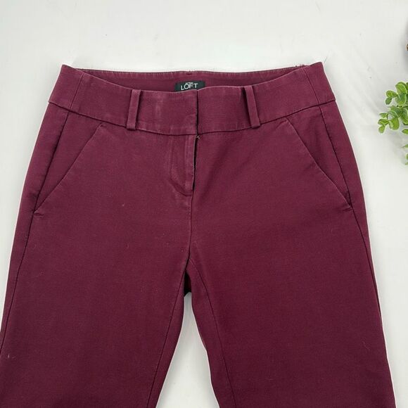 Ann Taylor Loft Marisa Skinny Cropped Stretch Pants Burgundy 0 - Picture 3 of 11
